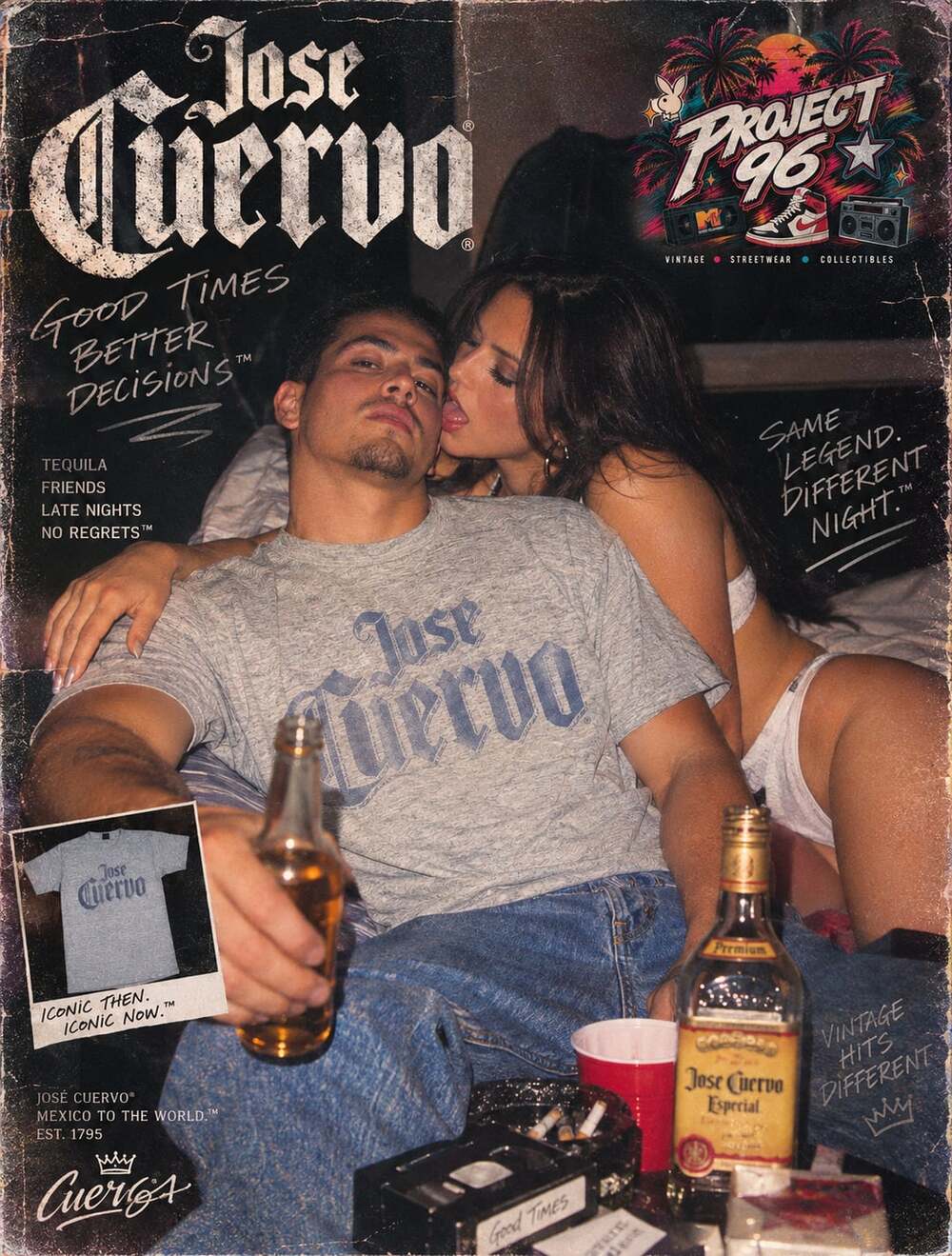 Jose Cuervo Heather Gray Logo Graphic T-Shirt Size S